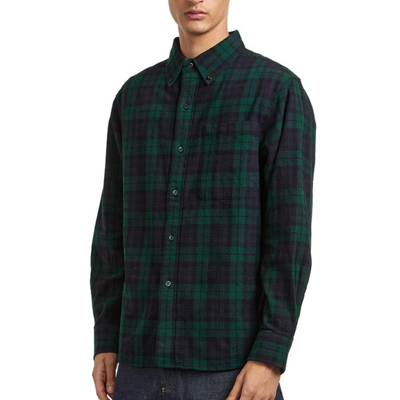 *Flawed Sir Pendleton Fine Worsted Wool Plaid Button Down Shirt Green Mens Large - Picture 1 of 7